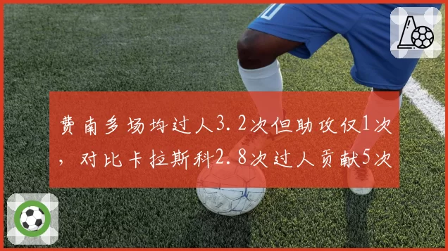 费南多场均过人3.2次但助攻仅1次，对比卡拉斯科2.8次过人贡献5次助攻