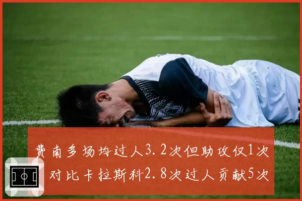 费南多场均过人3.2次但助攻仅1次,对比卡拉斯科2.8次过人贡献5次助攻